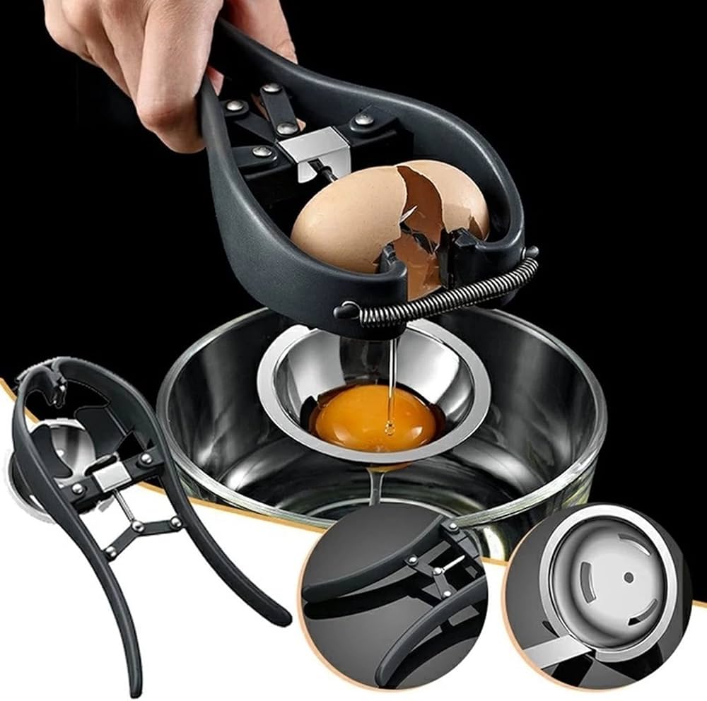 stainless steel egg cracker and separator tool.